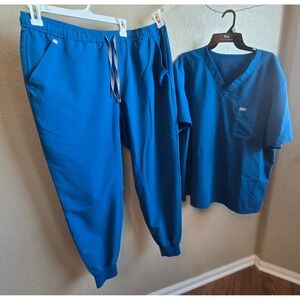 FIGS Technical Collection Scrub Set Royal Blue V-Neck Top & Jogger set MXXSW2004